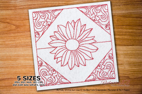 Floral Abstract Design Redwork Review